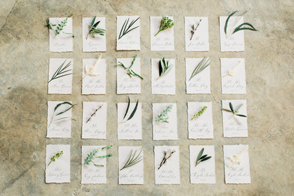 botanical escort card idea Inspiration