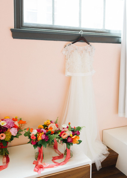 colorful bridesmaids bouquets