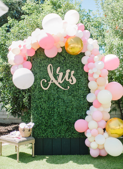 Pink balloon arch for parties