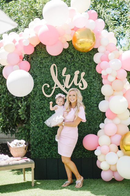 Pink balloon arch