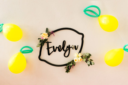 Modern whimsical lemonade stand 3rd birthday