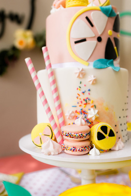 Modern whimsical lemonade stand 3rd birthday