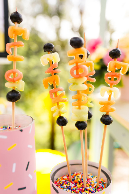 fruit sticks with names