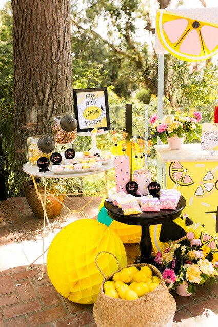Modern whimsical lemonade stand 3rd birthday Inspiration