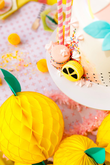 Modern whimsical lemonade stand 3rd birthday