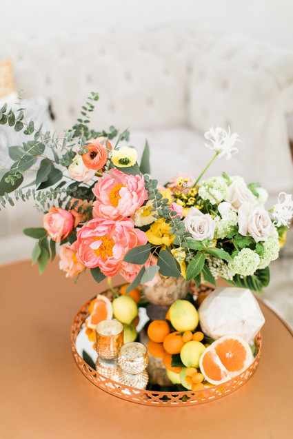 Peach peony floral arrangement