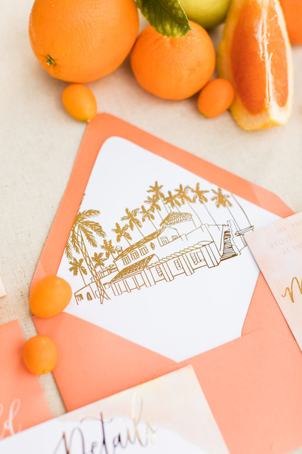 Coral wedding invites