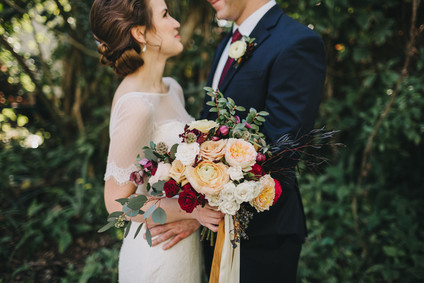 eclectic secret garden wedding with fall colors