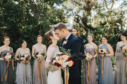 eclectic secret garden wedding with fall colors