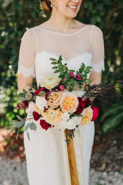 eclectic secret garden wedding with fall colors