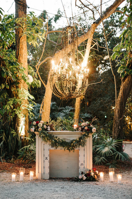 fireplace ceremony decor under lights