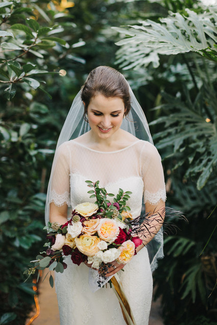 eclectic secret garden wedding with fall colors