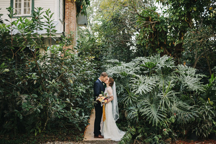 eclectic secret garden wedding with fall colors
