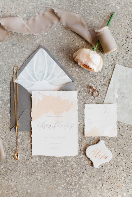 hand painted blush wedding invites