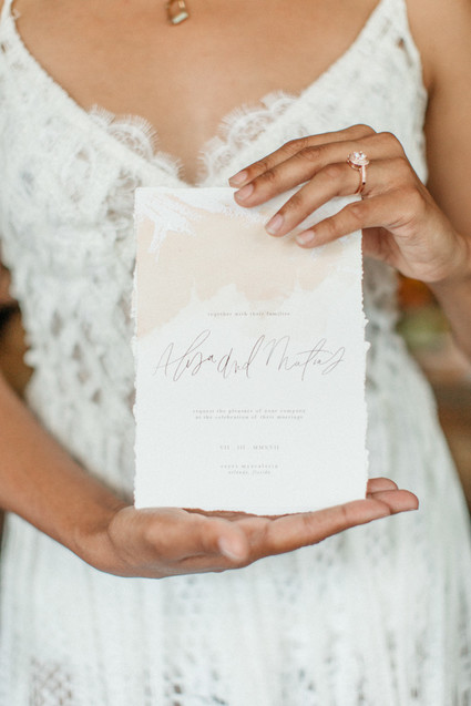 hand painted blush wedding invites