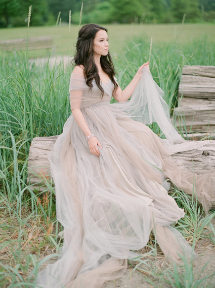 two color tulle wedding dress