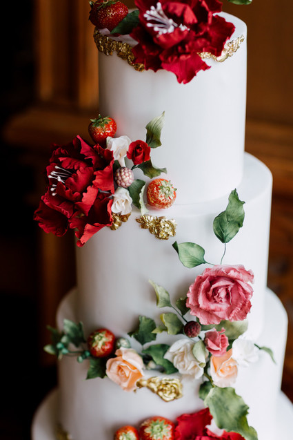 Sugared rose wedding cake