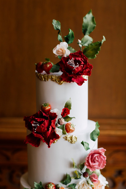Sugared rose wedding cake
