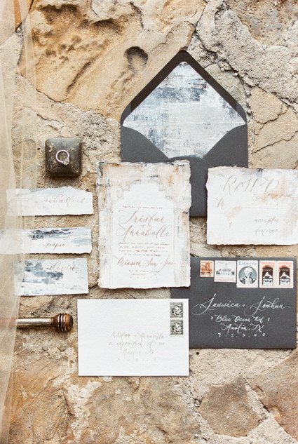 romantic ruins inspired wedding invitations