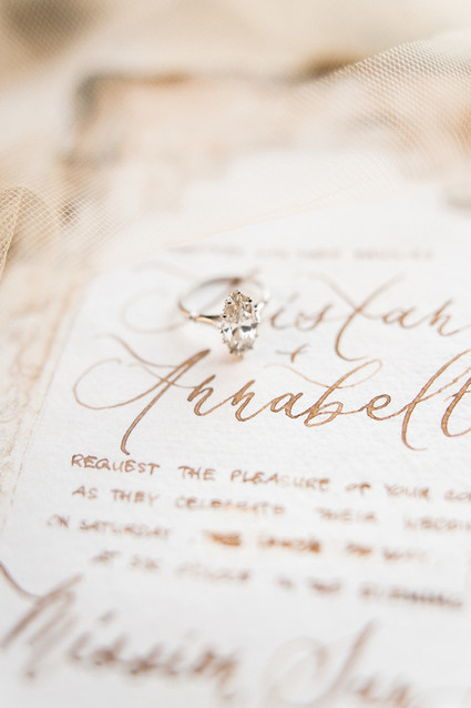 romantic calligraphy and engagement ring