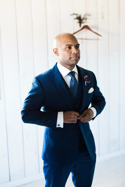 Blue groom's suit