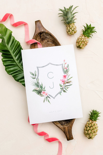 Tropical coral garden wedding invitations