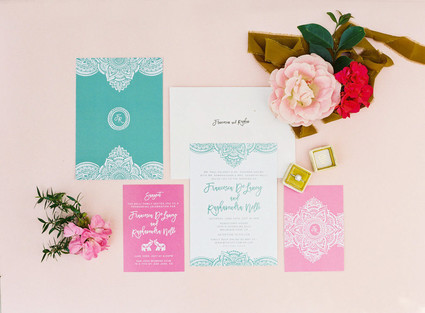 bright multi cultural wedding invites