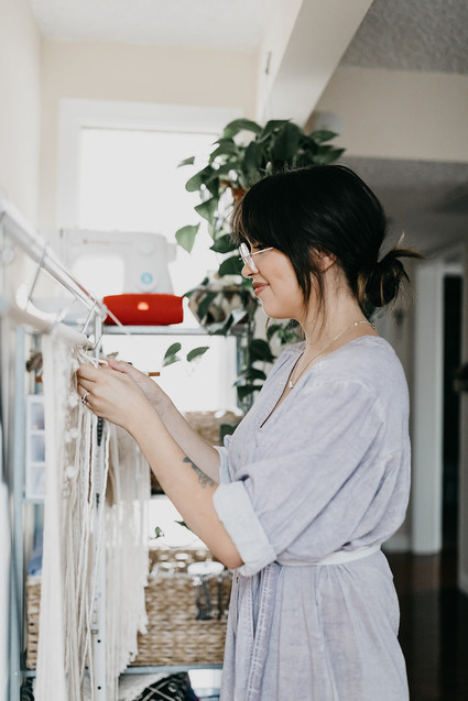 At home family session with macrame artist Judah Co.