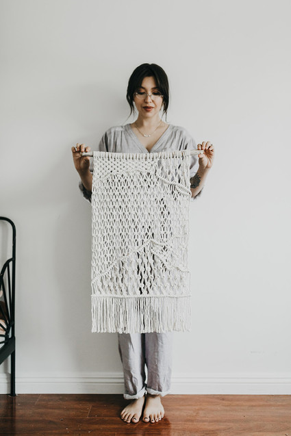 At home family session with macrame artist Judah Co.