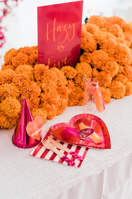 Bougainvillea and Marigold Love themed birthday party