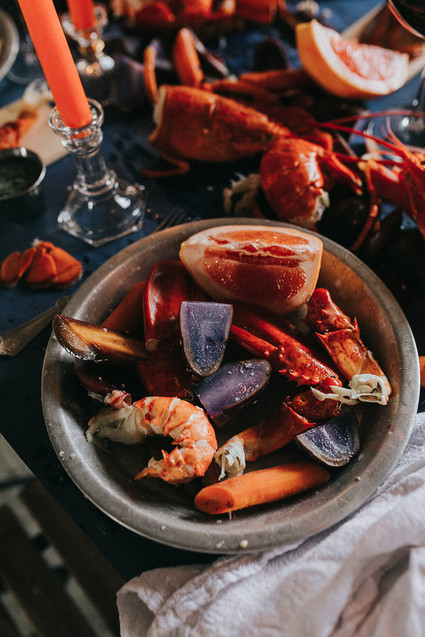 dinner styling with orange and grey