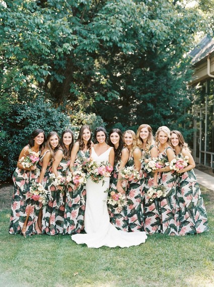 Tropical print bridesmaid dresses