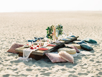 Beachy boho gender reveal party Inspiration
