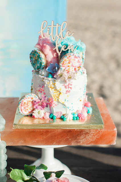 Beachy boho gender reveal party