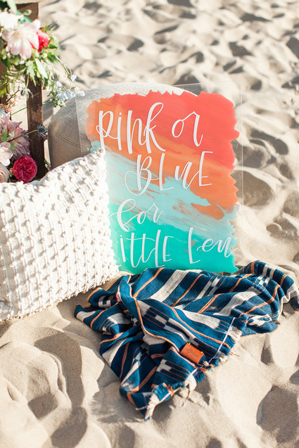 Beachy boho gender reveal party Inspiration