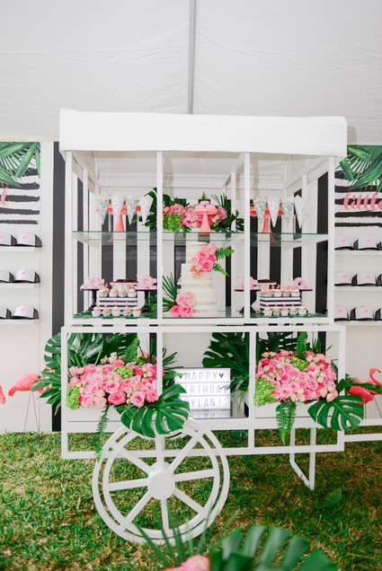 Black and white and pink flamingo birthday party
