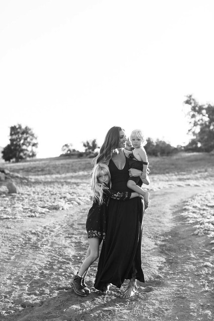 Black and white fashion-inspired family photos