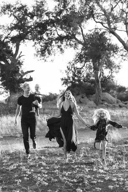 Black and white fashion-inspired family photos