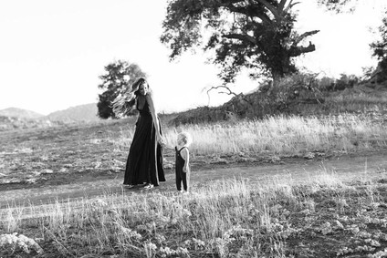 Black and white fashion-inspired family photos