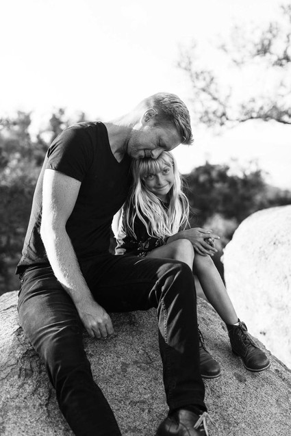 Black and white fashion-inspired family photos