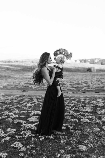 Black and white fashion-inspired family photos
