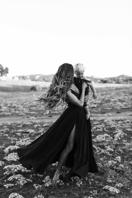 Black and white fashion-inspired family photos