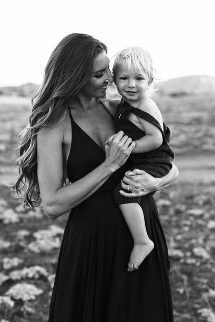 Black and white fashion-inspired family photos