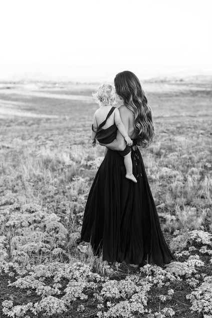 Black and white fashion-inspired family photos