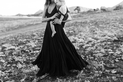 Black and white fashion-inspired family photos