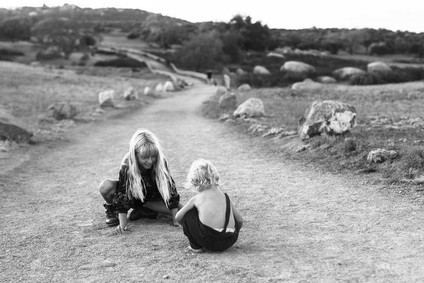 Black and white fashion-inspired family photos