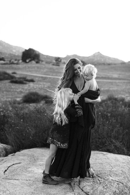 Black and white fashion-inspired family photos