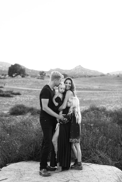 Black and white fashion-inspired family photos
