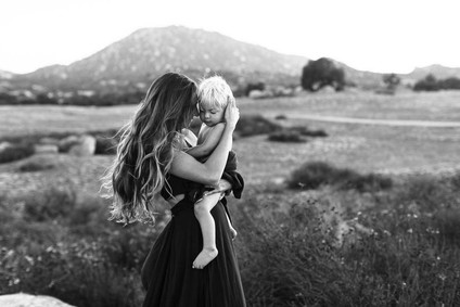 Black and white fashion-inspired family photos