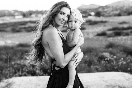 Black and white fashion-inspired family photos